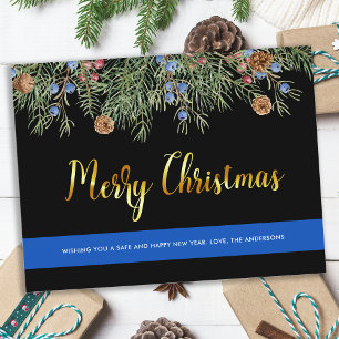 Police Merry Christmas Thin Blue Line Holiday Post Postcard