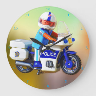 Police Motorcycle  Large Clock