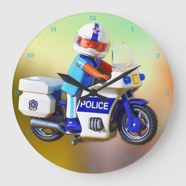 Police Motorcycle  Large Clock (Front)