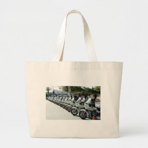 Police motorcycles large tote bag