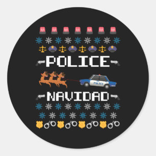 Police Navidad Ugly Police X-Mas Classic Round Sticker