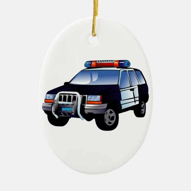 Police Office Design Car Digital Art Destiny Ceramic Tree Decoration (Front)