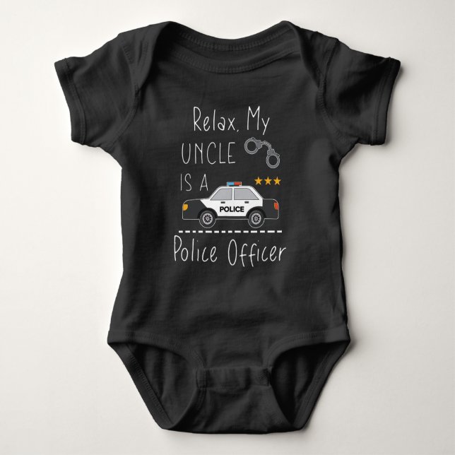 Police Office Uncle - my Uncle is a Police Officer Baby Bodysuit (Front)