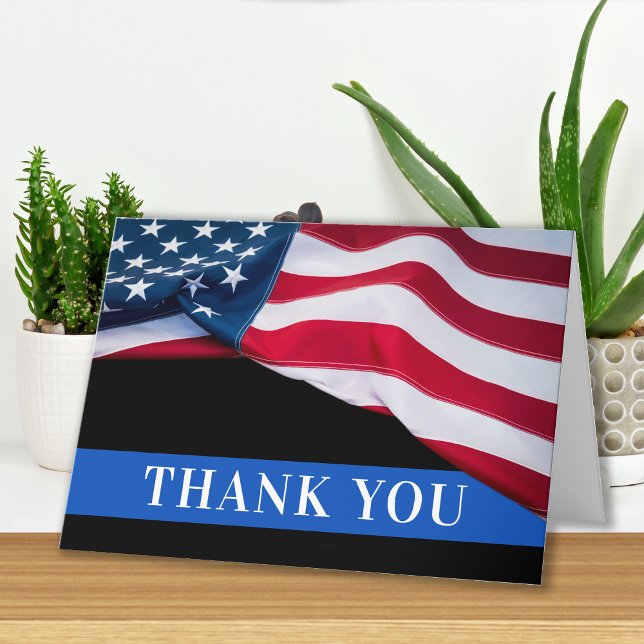 Police Officer American Flag Law Enforcement Thank You Card (Creator Uploaded)