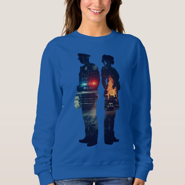 Police Officer and Nurse Couple Silhouette Sweatshirt (Front)