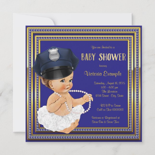 Police Officer Baby Girl Shower Invitation (Front)