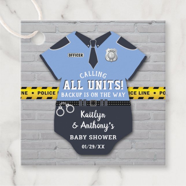 Police Officer Baby Shower Favour Tags (Front)
