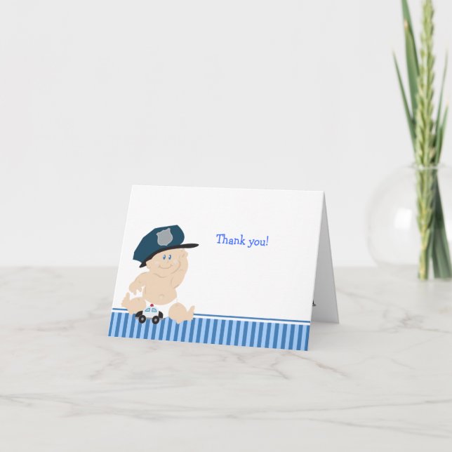 POLICE OFFICER Baby Shower Thank you notes (Front)