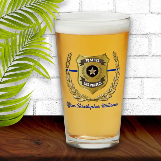 Police Officer Badge Personalised  Pint Glass (Creator Uploaded)