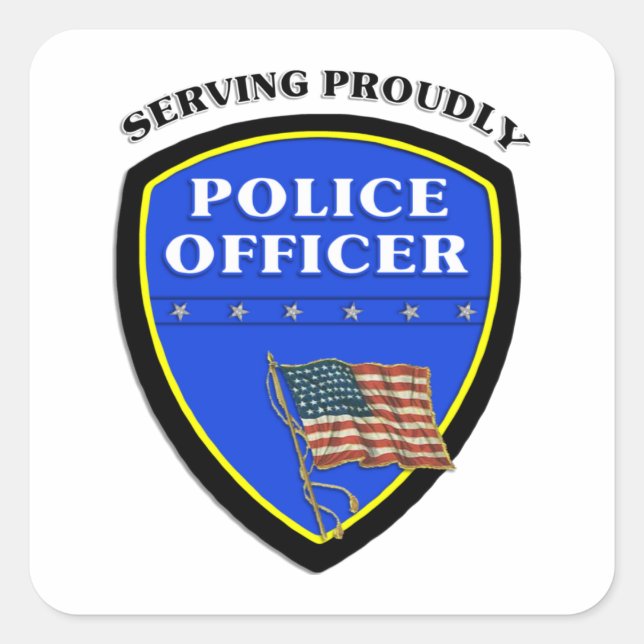 Police Officer Badge Square Sticker (Front)