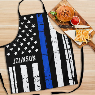 Police Officer BBQ Personalised Thin Blue Line Apron