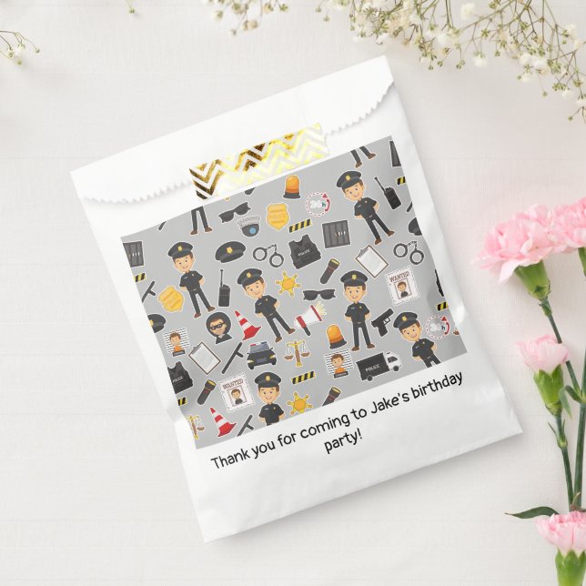 Police Officer Birthday Party Grey Favour Bags (Sealed)
