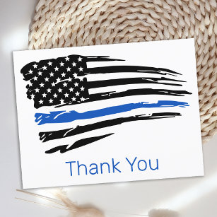 Police Officer Blue Line Law Enforcement Thank You Postcard