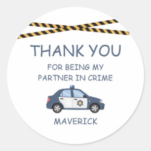 Police Officer Calling All Units Kids Birthday Classic Round Sticker