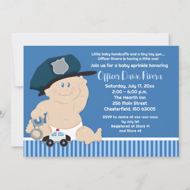 POLICE OFFICER Cop Baby Shower Invitation 5x7 (Front)
