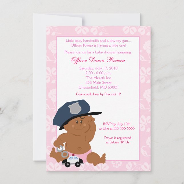 POLICE OFFICER Cop Baby Shower Invitation 5x7 (Front)