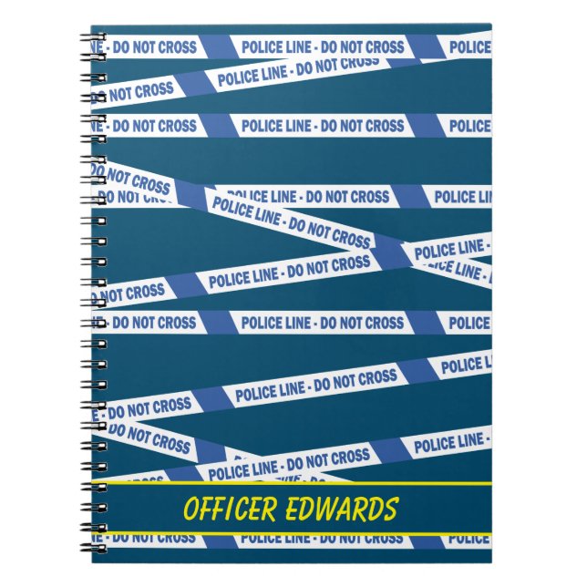 Police Officer Crime Scene Do Not Cross Tape Blue Notebook (Front)