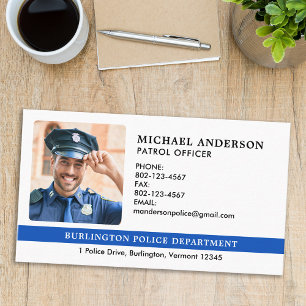 Police Officer Custom Law Enforcement Dept Photo Business Card