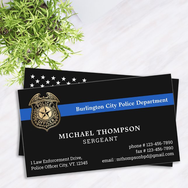 Police Officer Custom Logo Cop Law Enforcement Business Card (Creator Uploaded)