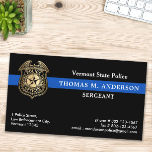 Police Officer Custom Logo Emblem Law Enforcement Business Card