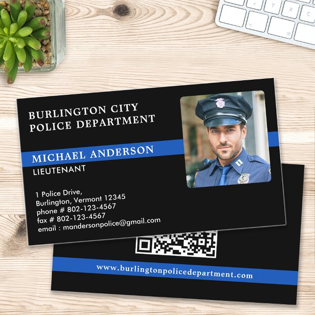 Police Officer Custom Photo Cop Law Enforcement  Business Card (Creator Uploaded)