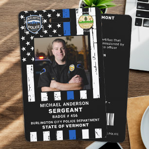 Police Officer Custom Photo Logo Bar Code ID Badge