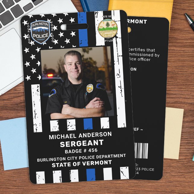 Police Officer Custom Photo Logo Bar Code ID ID Badge (Creator Uploaded)