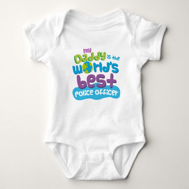 Police Officer Dad baby shower gift t-shirt Baby Bodysuit (Front)