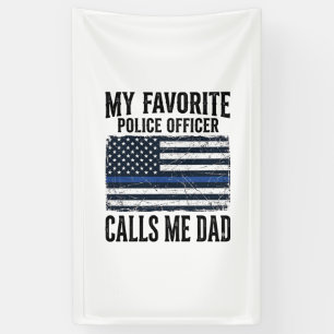Police Officer Dad Thin Blue Line Vintage Vector D Banner