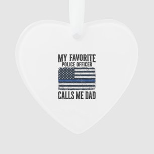 Police Officer Dad Thin Blue Line Vintage Vector D Ornament