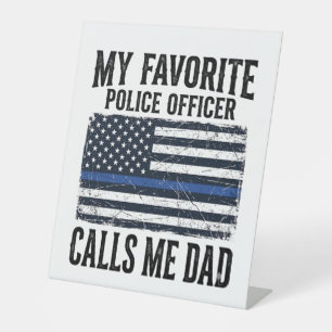 Police Officer Dad Thin Blue Line Vintage Vector D Pedestal Sign