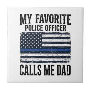 Police Officer Dad Thin Blue Line Vintage Vector D Tile