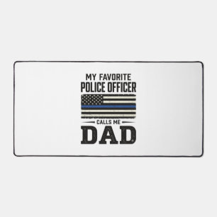 Police Officer Dad Vintage Flag Shirt Design_1 Desk Mat