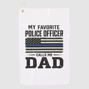 Police Officer Dad Vintage Flag Shirt Design_1 Golf Towel