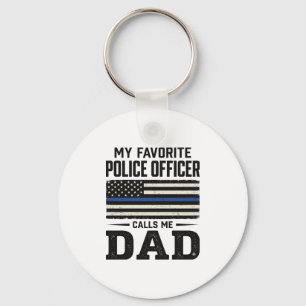 Police Officer Dad Vintage Flag Shirt Design_1 Key Ring