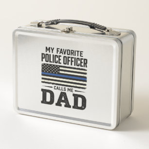 Police Officer Dad Vintage Flag Shirt Design_1 Metal Lunch Box