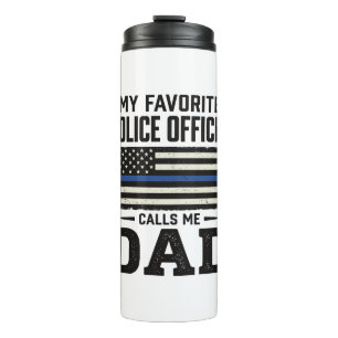 Police Officer Dad Vintage Flag Shirt Design_1 Thermal Tumbler