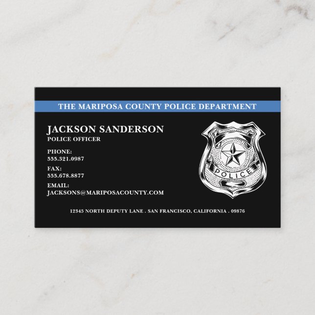 Police Officer Department Law Enforcement Badge Business Card (Front)