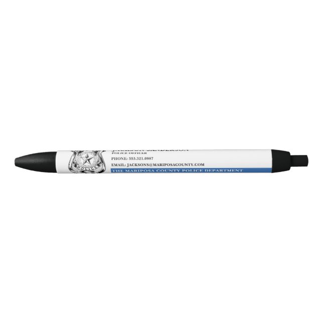 Police Officer Department Law Enforcement Logo Black Ink Pen (Front)