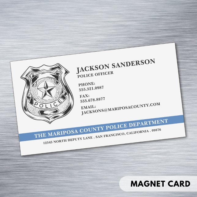 Police Officer Department Law Enforcement Logo Magnetic Business Card (Police Officer Department Law Enforcement Logo Business Card Magnet)
