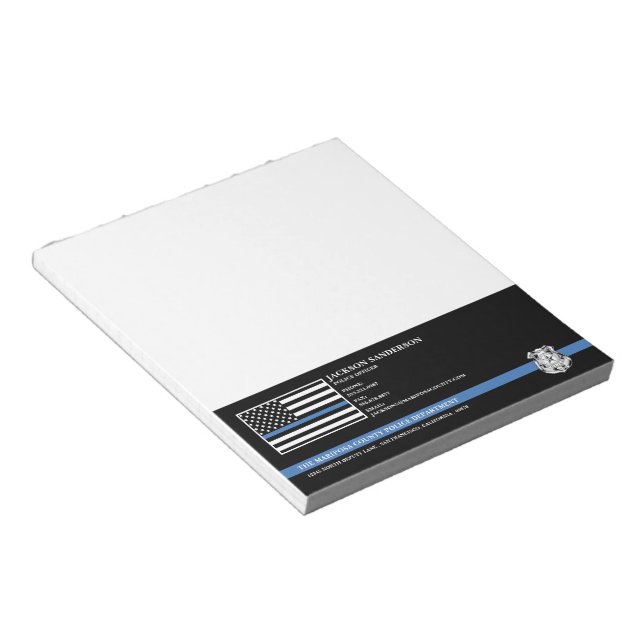 Police Officer Department Law Enforcement Logo Notepad (Angled)