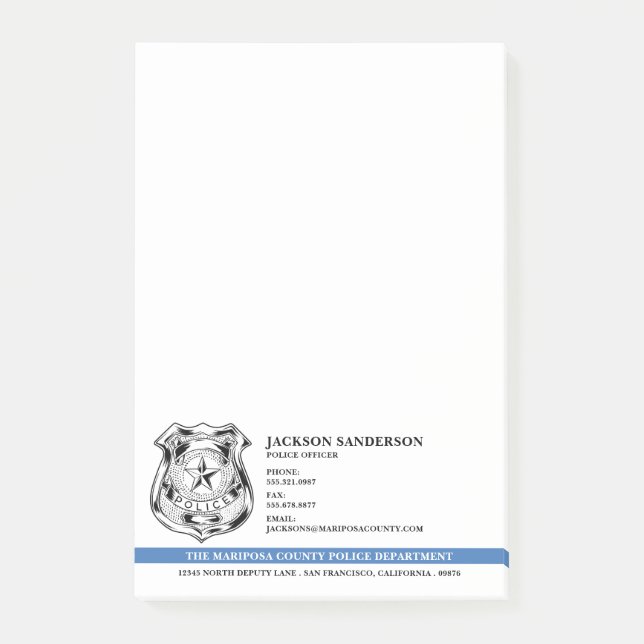 Police Officer Department Law Enforcement Logo Post-it Notes (Front)