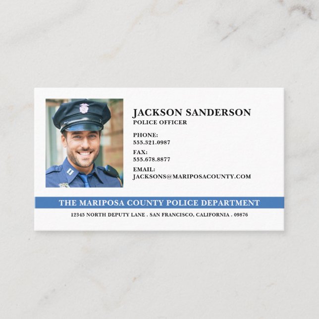 Police Officer Department Law Enforcement Photo Business Card (Front)