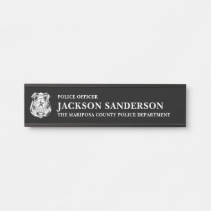 Police Officer Department Thin Blue Line Logo Door Sign