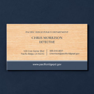 Police Officer Detective Wood Logo Business Card