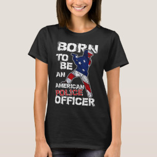 Police Officer Distressed American USA Flag For Co T-Shirt