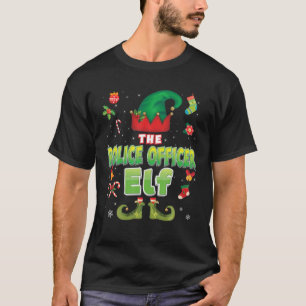 Police Officer Elf Christmas Cute Suit Merry Xmas T-Shirt