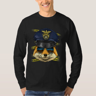 Police Officer Fox PD Cop Crime Scene Wild Animal  T-Shirt