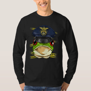 Police Officer Frog PD Cop Crime Scene Toad Frog T-Shirt
