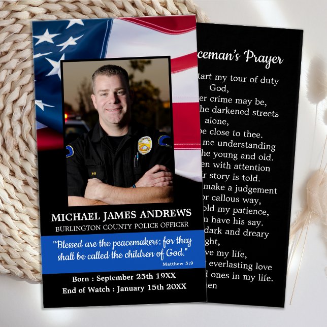 Police Officer Funeral Prayer Card Law Enforcement (Creator Uploaded)